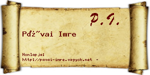 Pávai Imre névjegykártya